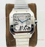 V8 Factory Super Clone Cartier Skeleton Santos Swiss Ronda4S20 Watch Stainless Steel Case_th.jpg